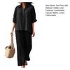 Women's Cotton Linen 2 Piece Set Casual Lapel V Neck Short Sleeve Top Wide Leg Pants Set Summer Loose Lounge Outfits