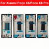 Средняя часть корпуса для Xiaomi Poco X6 X6Pro Задняя крышка Корпус Передняя рамка Шасси с боковыми кнопками питания и громкости Запчасти для ремонта