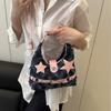 Pink Star Purse and Handbags Aesthetic Plaid Denim Shoulder Bag Punk Leisure Outdoor Crossbody Bag For Women CLE