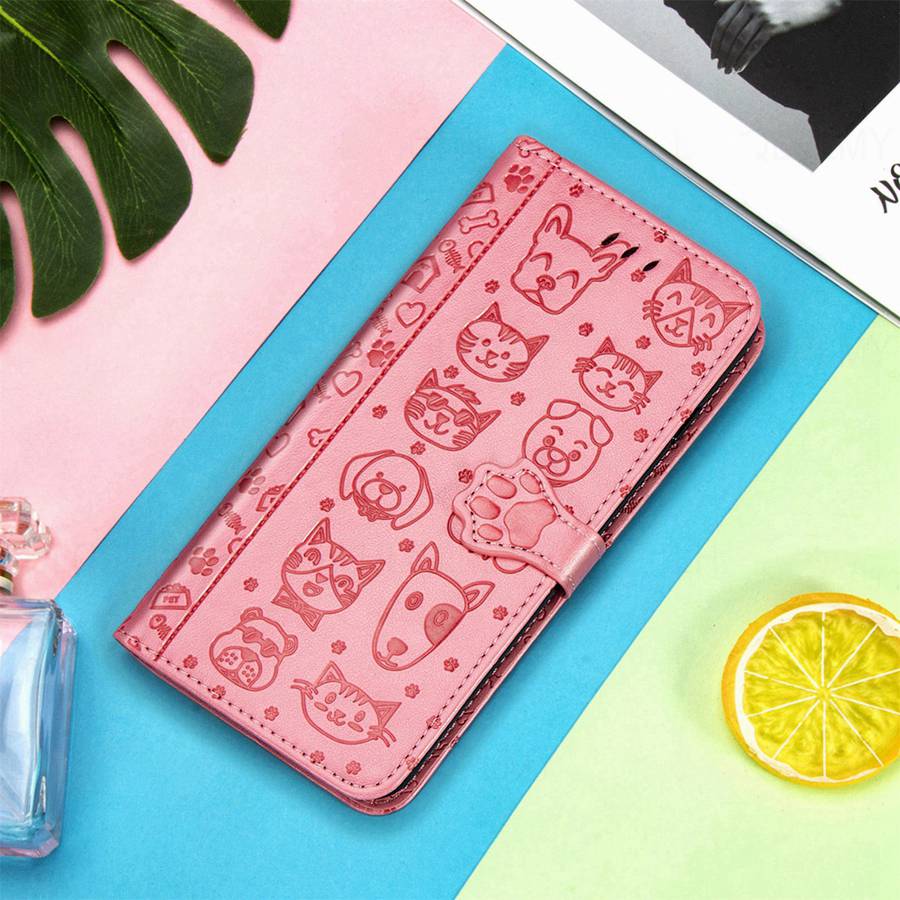 Кожаный защитный чехол-книжка для Apple iPhone 13 15 14 16 Pro Oneplus Nord CE 2 3 4 5G Google Pixel Motorola Edge Moto Cat And Dog Motif Wallet Cover