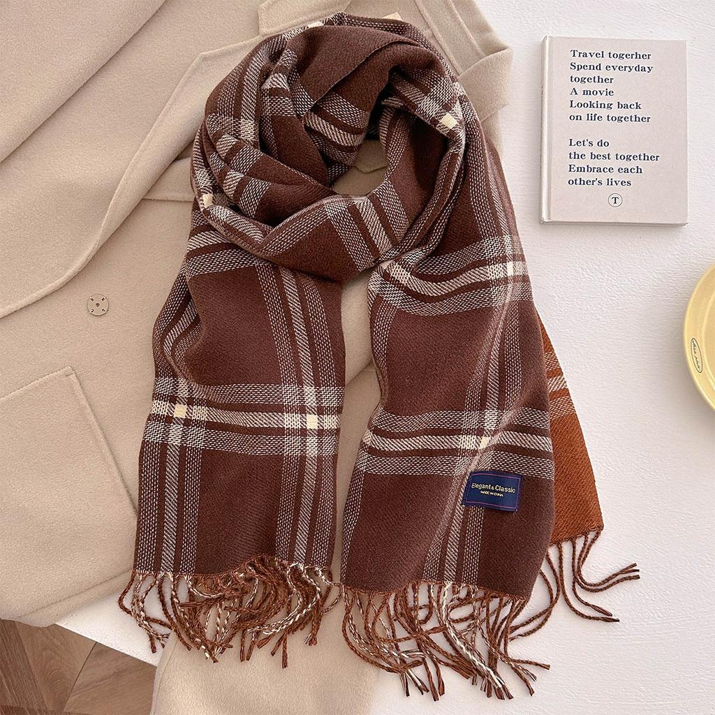 Autumn New Style Imitation Cashmere Simple Striped Scarf Fashionable Warm Couple Student Scarf Thickened Shawl