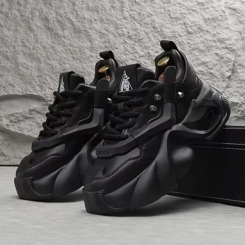 Модная обувь для мужчин Кроссовки 2024 Модная мужская повседневная обувь на толстой подошве со шнуровкой Модная дышащая мужская обувь, увеличивающая рост tenis