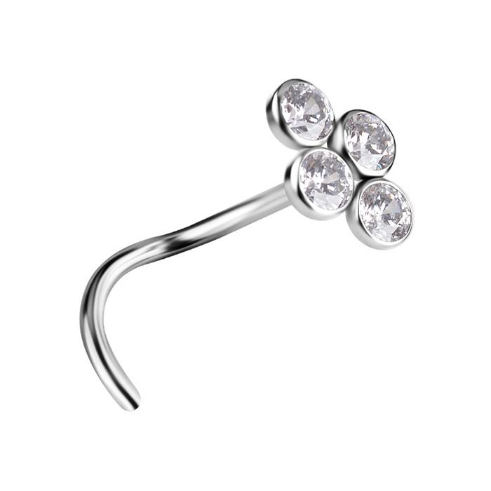 Decorative Titanium Nose Ring With White Zircon - Tn-039 0.8/6.5
