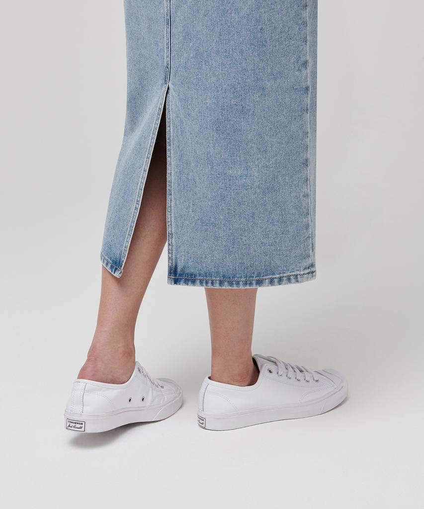 Musinsa Standard Woman Women'S Denim Midi Skirt [Light Indigo]