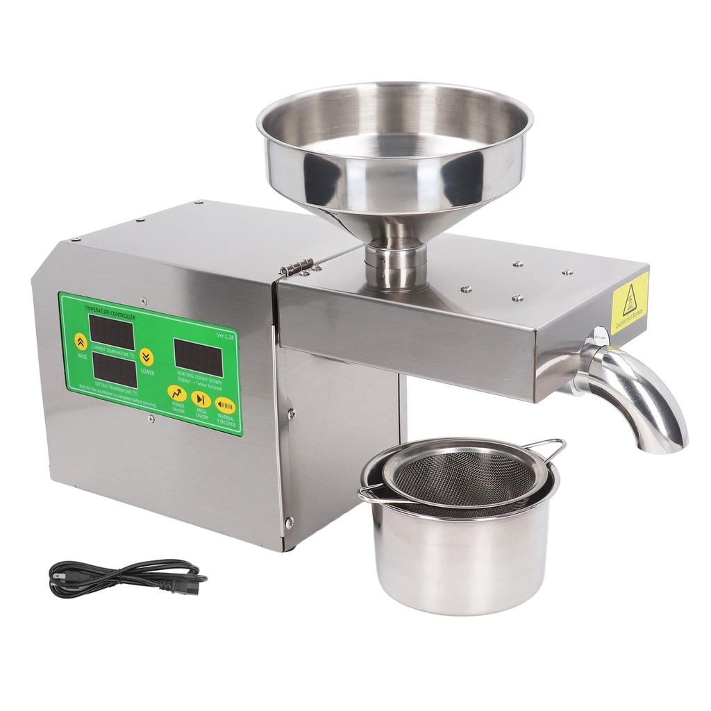 Stainless Steel Mini Oil Press Machine Automatic Nut Seeds Oil Press Extractor Cold Hot Press US