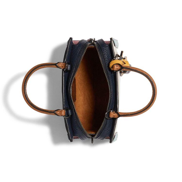 Coach Zoe 16 Цветной Блок Кожаная Сумка-Тоут Наплечная Сумка-Кроссбоди Мини Женские сумки 1426-QBCAH