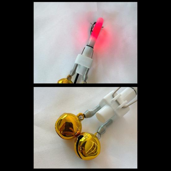 Светильник для удочки с двумя колокольчиками, светодиодный сигнализатор поклевки, ночной световой сигнализатор для удочки, датчик поклевки, рыболовные принадлежности