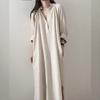 Spring Loose Korean Version Long Over Knee Cotton Shirtskirt Dress