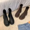 2025 осень и зима короткие ботинки женские универсальные эластичные тонкие ботинки толстый каблук челси стиль ретро толстая подошва мартинсы