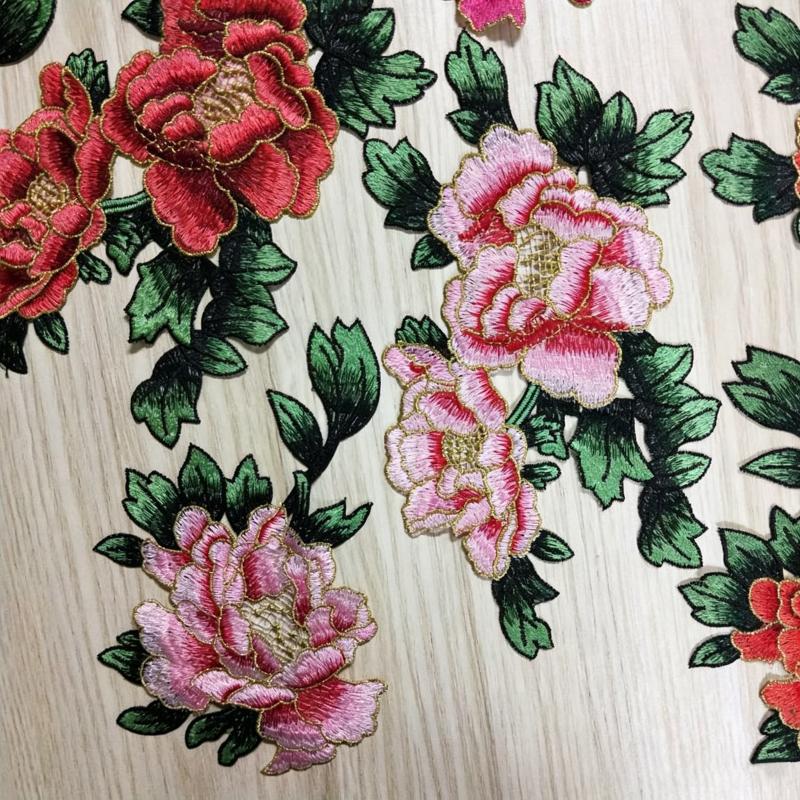 1 шт. Модный Элегантный Нашивка с Вышивкой Пионов Цветочная Вышивка DIY Цветочная Нашивка Цветочная Аппликация