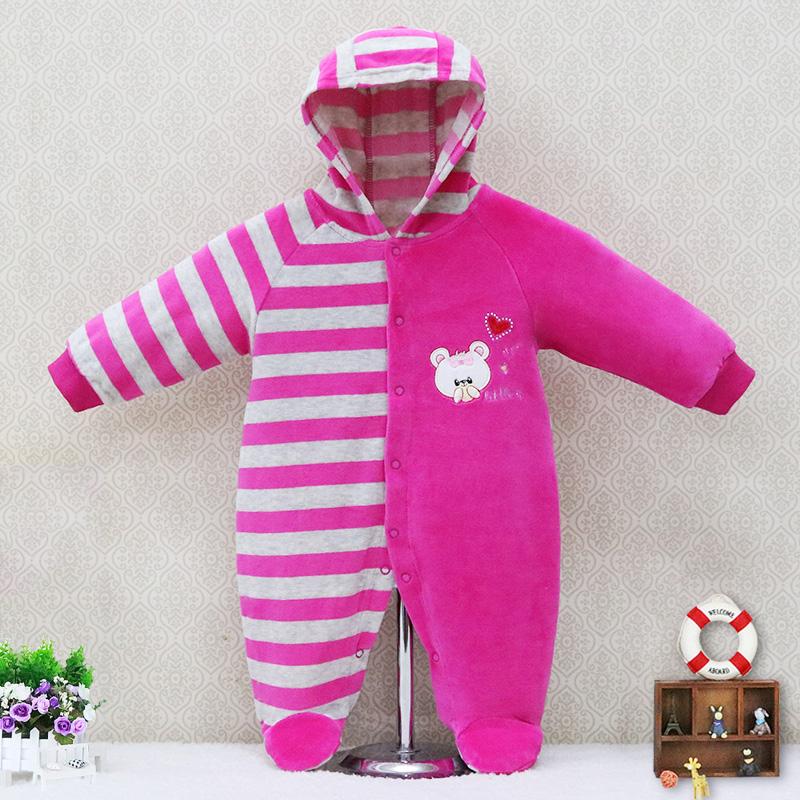 Newborn Baby Boy And Girl Infant Hooded Clothing Velvet Winter Spring One Piece Kid Long Sleeve Kidswear Aapparel Newborn Suits Tddler Romper