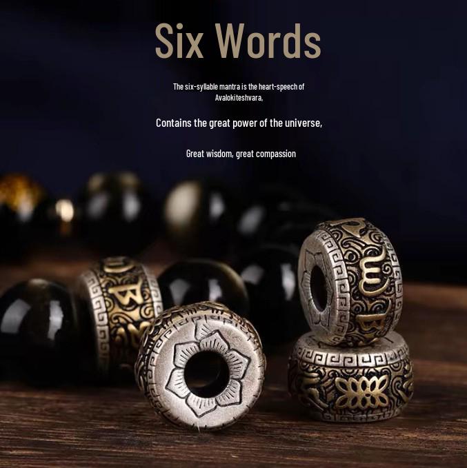 Натуральный Золотой и Черный Обсидиан Зодиакальный Браслет с Буддой и Молитвенным Колесом с Мантрой из Шести Слогов для Мужчин и Женщин
