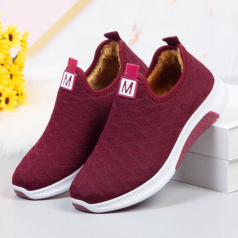 Плюс бархатные утолщенные женские кроссовки на плоской подошве, теплые повседневные кроссовки, домашняя обувь