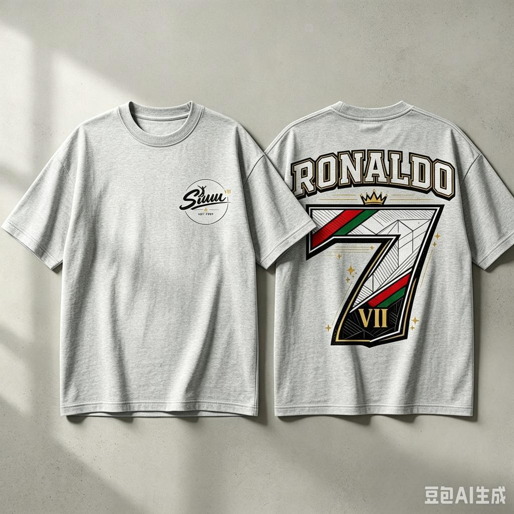 Football Graphic with Front 7 Back Design CR7 Tshirt 2026 Summer New Unisex Unisex Fashion Oversized Cotton Tshirt Street Wear Y2K