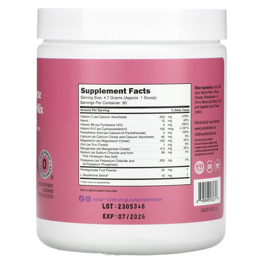 JUNP Hydration Electrolyte Powder Mix, Grape Flavor, 423g (14.9oz)