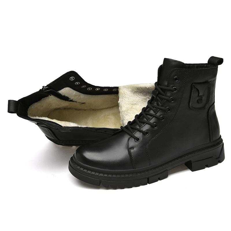 Punk Style Genuine Leather Motorcycle Boots High Top For Mens Casual Shoes Versatile Classics Ankle Boots Warm Winter Footwear