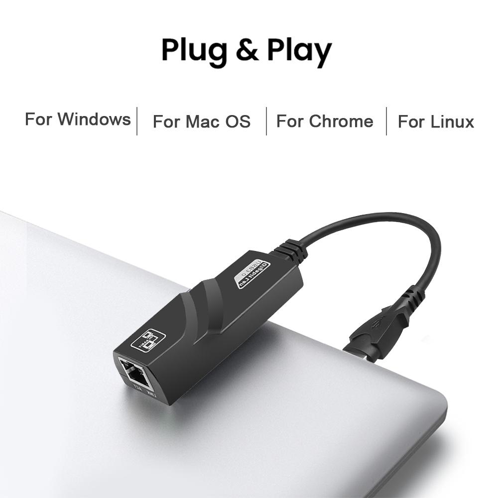 10/100/1000 Мбит/с USB 3.0 Проводная сетевая карта USB-RJ45 Type C-RJ45 LAN Ethernet-адаптер для ПК Macbook Windows Ноутбук