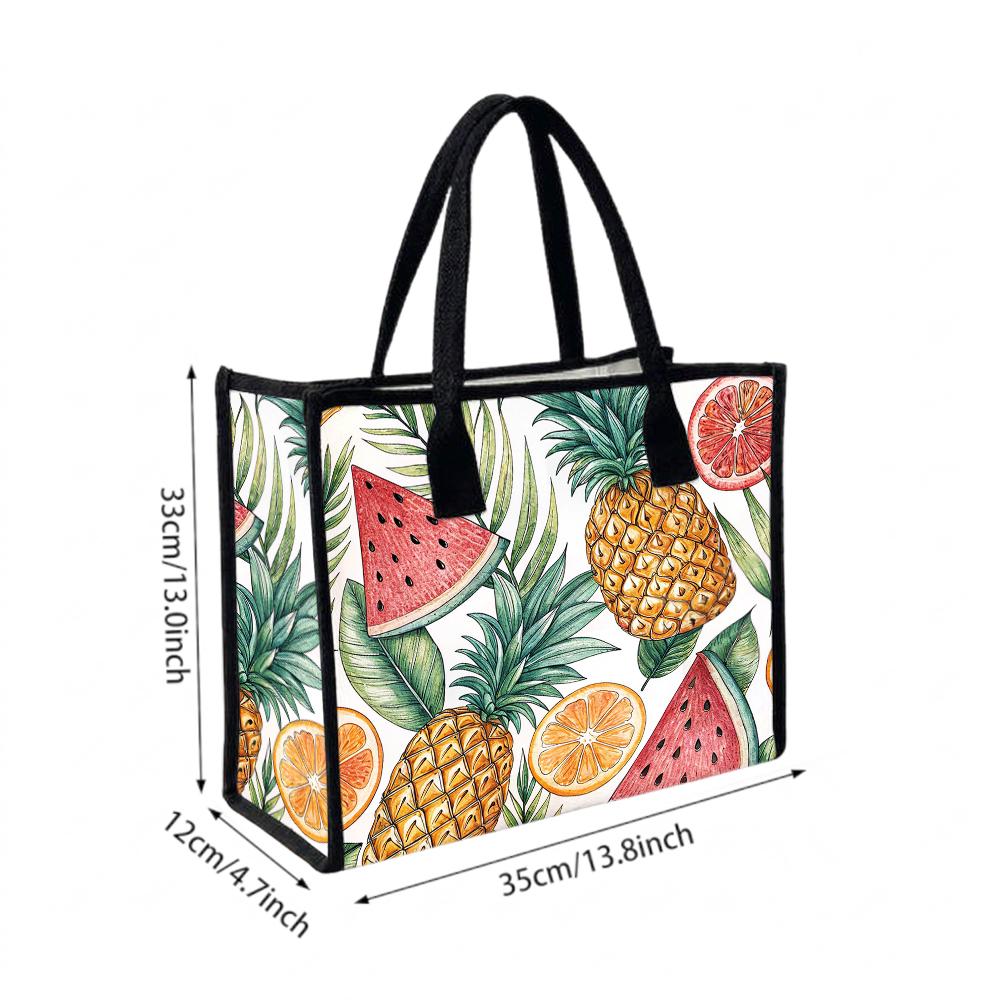 Summer Fruit Pattern Women Tote Bag Casual Portable Shoulder Bag for Daily Shopping
