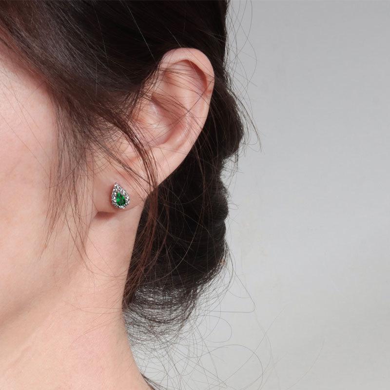 Exquisite Teardrop Micro Paved Zircon Stud Earrings Minimalist Light Luxury Fashion Versatile Women Jewelry