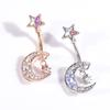 Women Moon Star Colorful Rhinestone Navel Ring Body Piercing Jewelry
