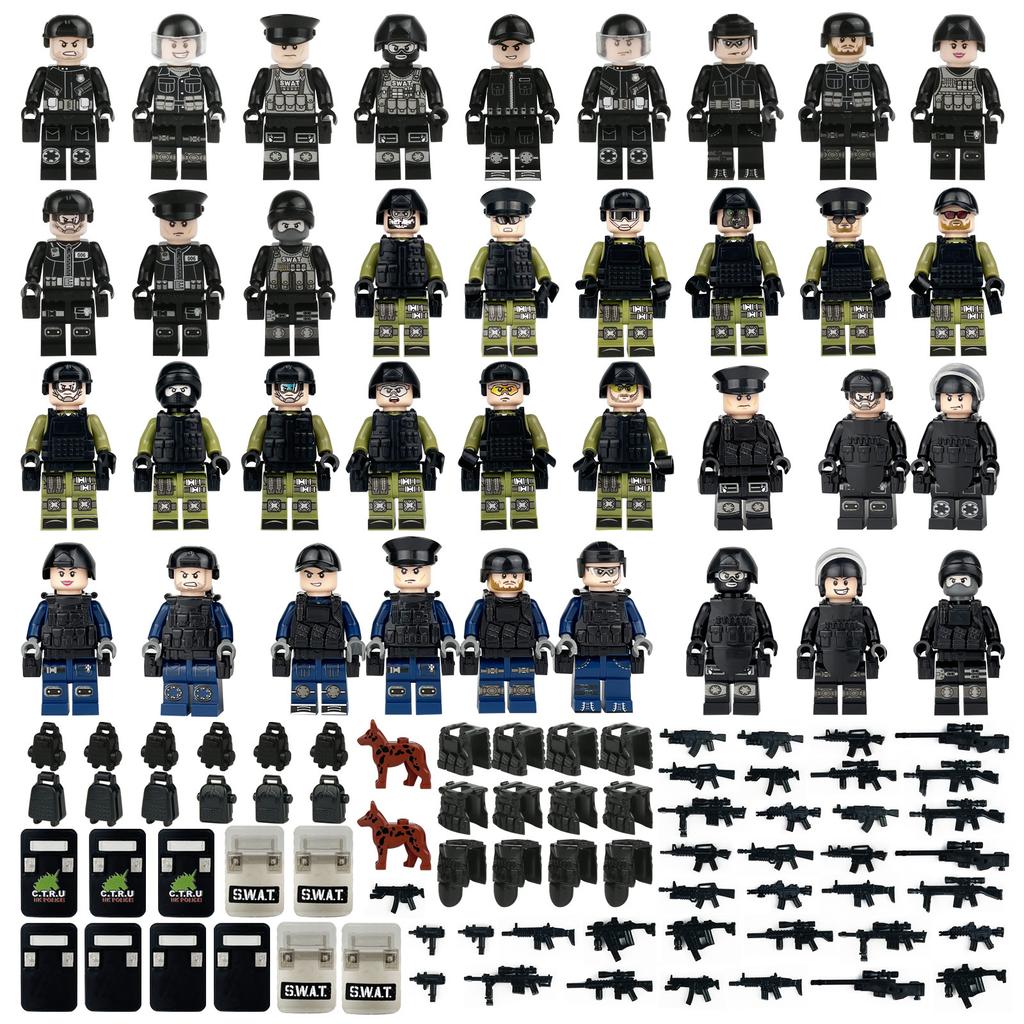 Meigao package O-3 special forces police doll with gun Geely suit children's assembled building block toy