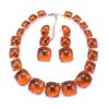Creative Geometric Transparent Color Resin Necklace Earrings Set Fashion Light Luxury Collarbone Chain