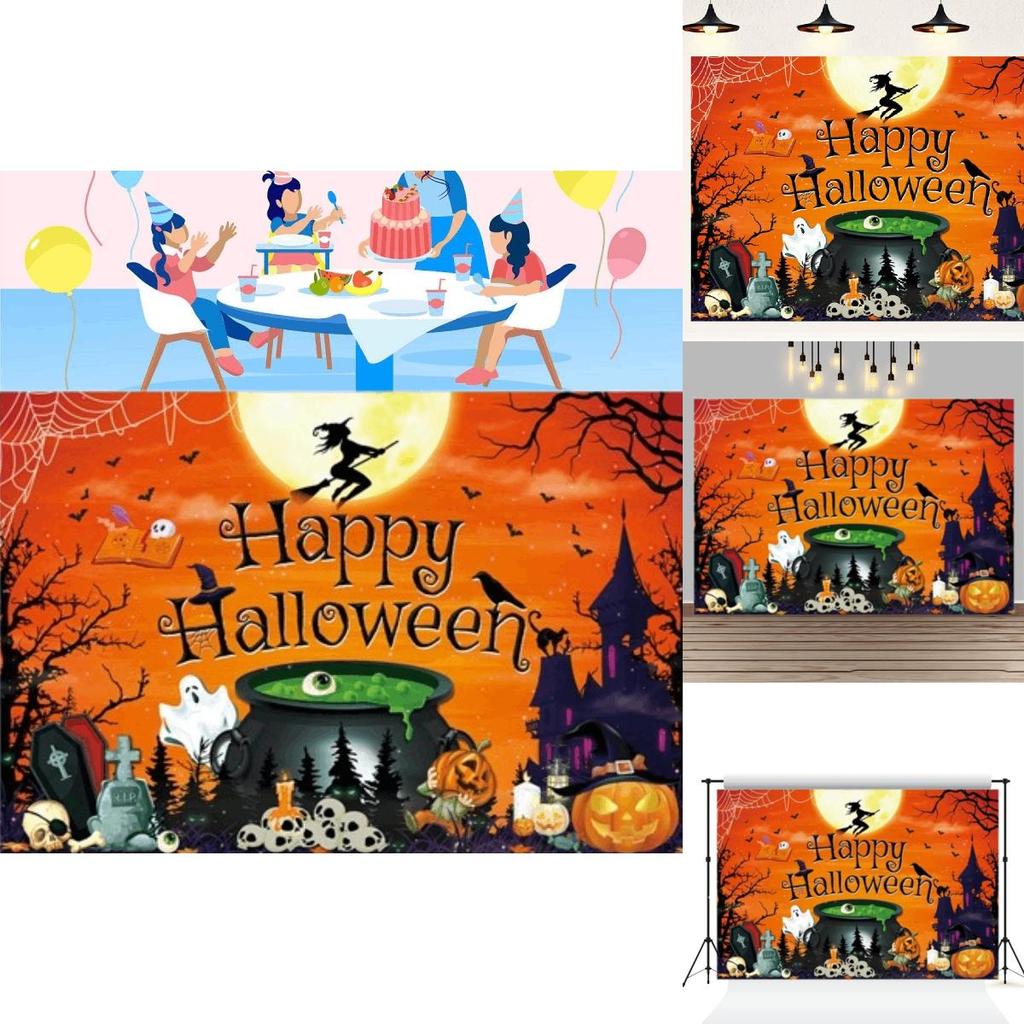 Высококачественный Весенний Полиэстер Хэллоуинский Фоновый Тканевый Баннер Замок Ведьмы Украшение для Хэллоуинской Вечеринки