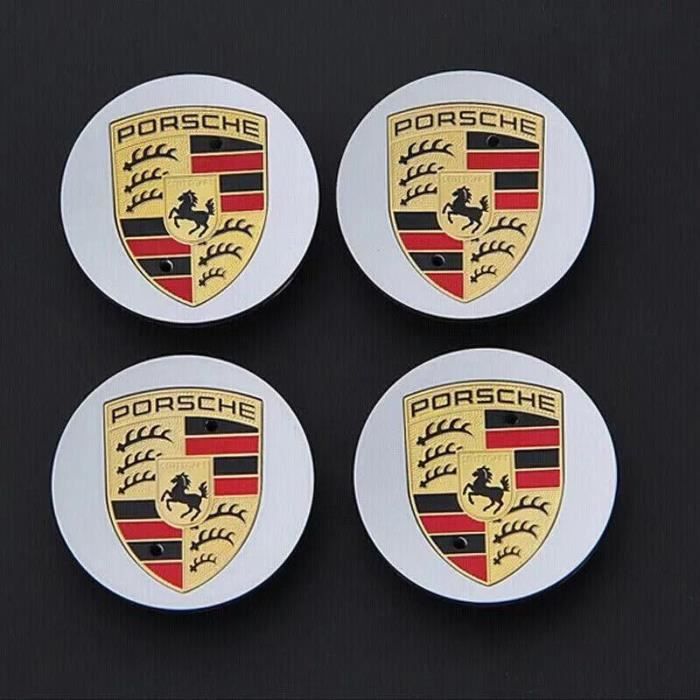Bouchons de roue - Porsche - 76 mm - Gris - ABS - Lot de 4