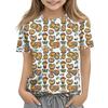 Children's Fashion Casual Short Sleeve Plant Printed Round Neck T-Shirt Top