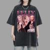 Ограниченный винтажный футболка Felix Stray Kids, Подарок для женщины и мужчины, Унисекс футболка