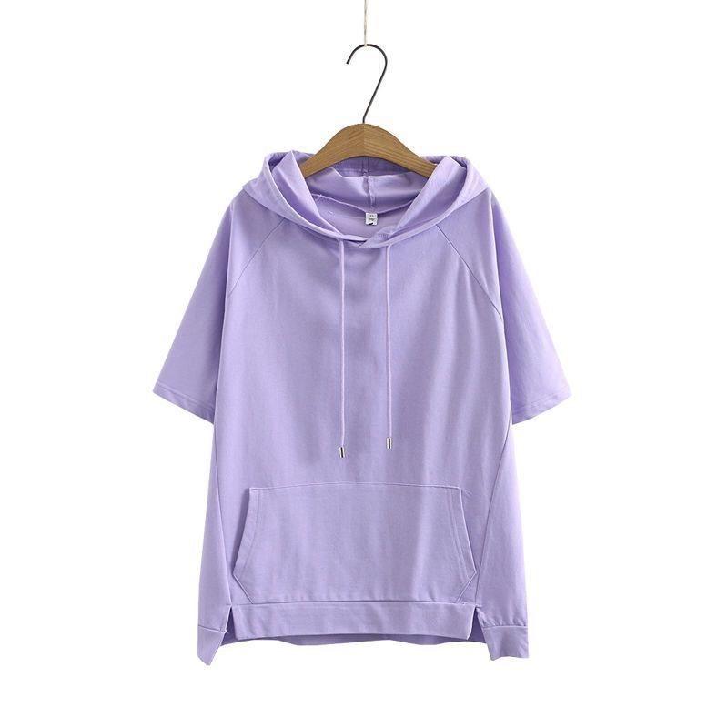 Oversize 4XL свободные толстовки женские хлопковые толстовки летние короткие рукава тонкие футболки женские повседневные пуловеры топы верхняя одежда