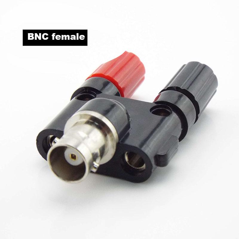 BNC female Male to Two Dual 4mm Banana Plug Jack Coaxial Connector RF Adapter Audio Adapter for CCTV