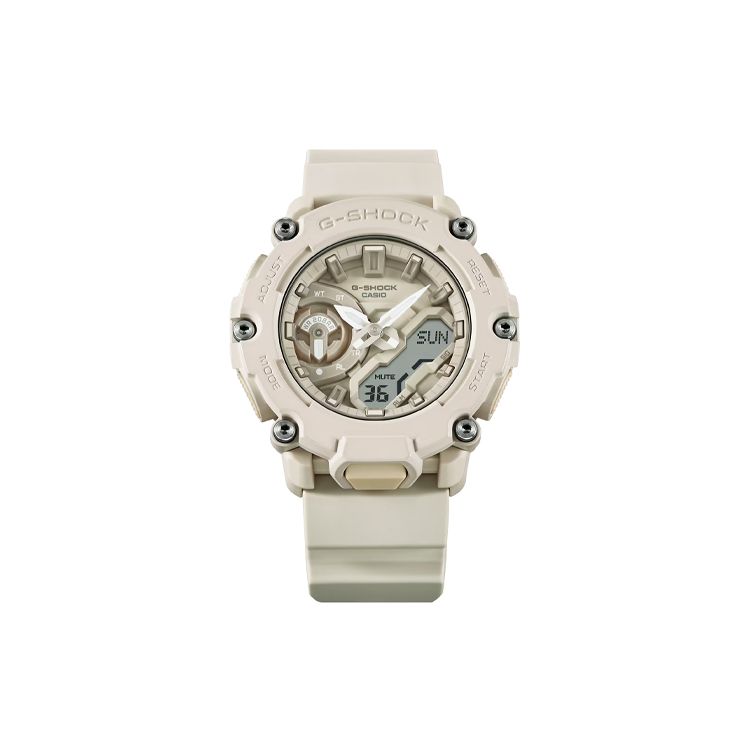 Casio G-Shock Серия с двойным дисплеем Водонепроницаемость 200M Кварцевые часы Ремешок из смолы Унисекс Часы Серый GA-2200NC-7AJF