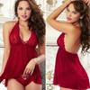 Women Sexy Bow Pajamas Deep V Neck Lace Pajamas Sheer Body Dress Nightgown Home Nightdress Mesh Satin Babydolls Sleepwear