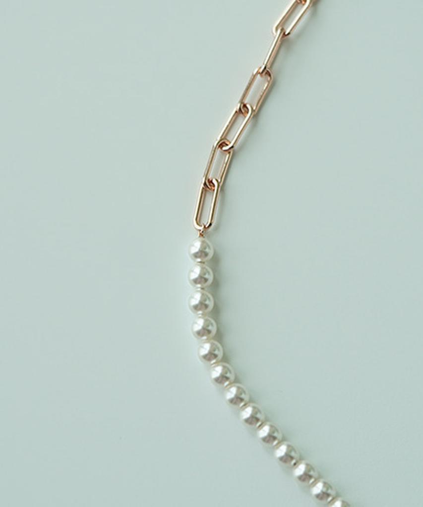 Alleun Silver 925 Clip Pearl Square Chain Necklace