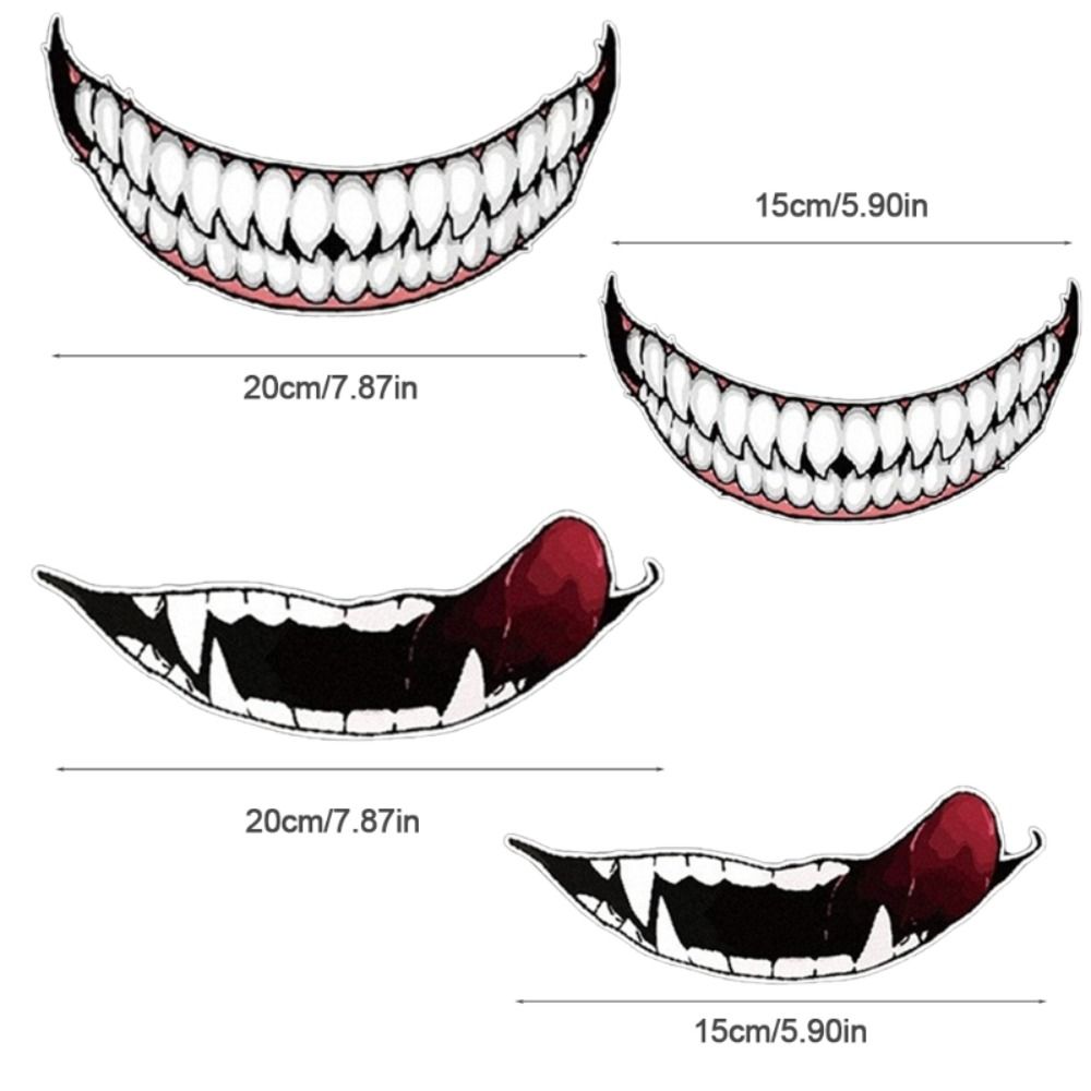 Car Decor Waterproof Evil Tooth Car Stickers Motorcycle Helmet Sticker Car Decals Scratch Sticker
