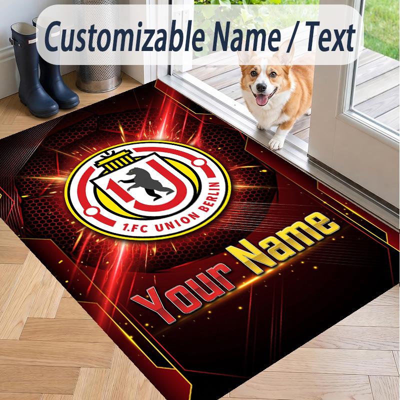 Custom Text Printed Rug Union Berlin FC Non Slip Floor Carpet For Home Room Decor