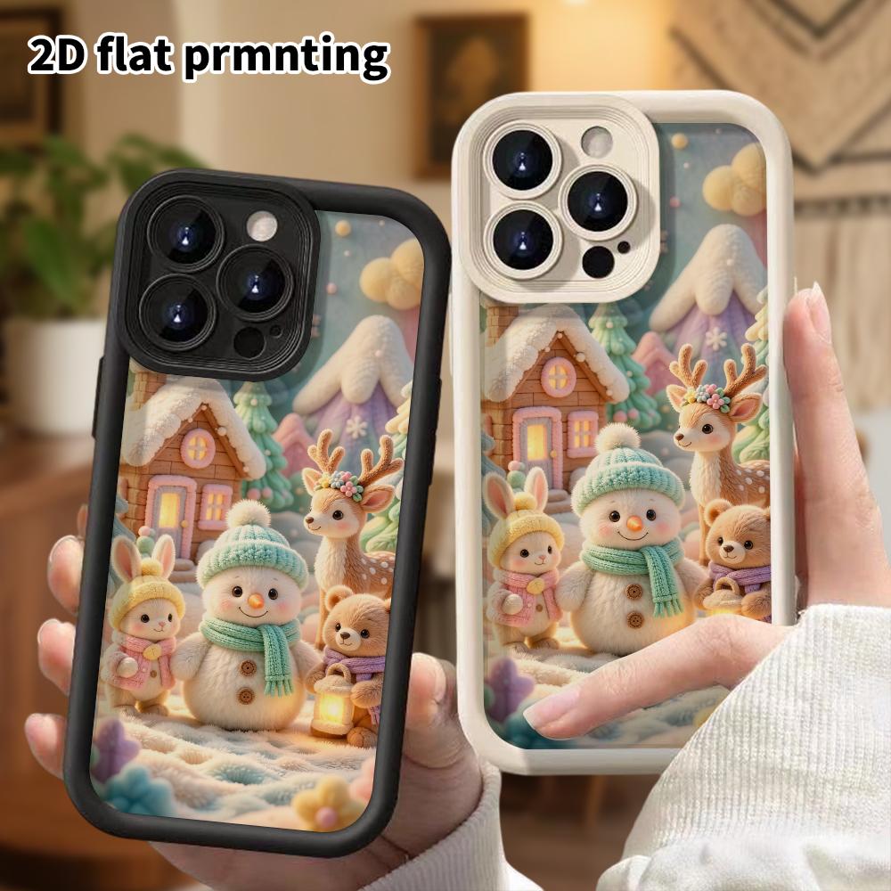 Phone case: 2D flat, suitable for iPhone 18 17 16 15 14 13 12 Pro, snow mountains and forests, perfect Christmas and Halloween holiday gift