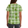 Ladies' St. Patrick Print Fashionable V-neck Pocket Short Sleeved  Uniform And Caregiver Top