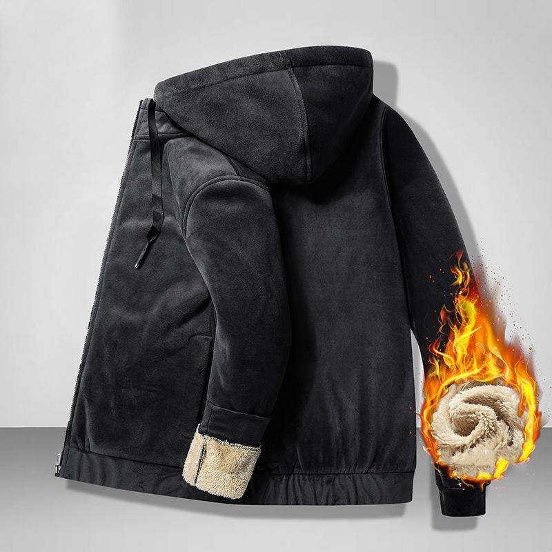 Куртка с капюшоном из флиса Silver Fox, мужская, осенне-зимняя, мягкая, приятная для кожи, толстая, теплая, свитер из овечьего флиса, размер плюс