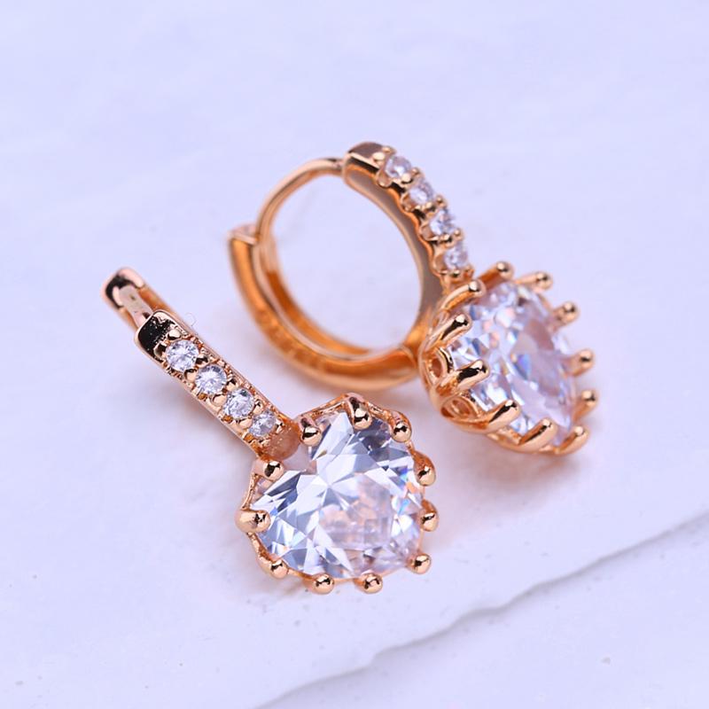 LSOOYH серьги-клипсы цвета розового золота, модные серьги для женщин, овальные серьги-гвоздики с кубическим цирконием, ювелирные изделия
