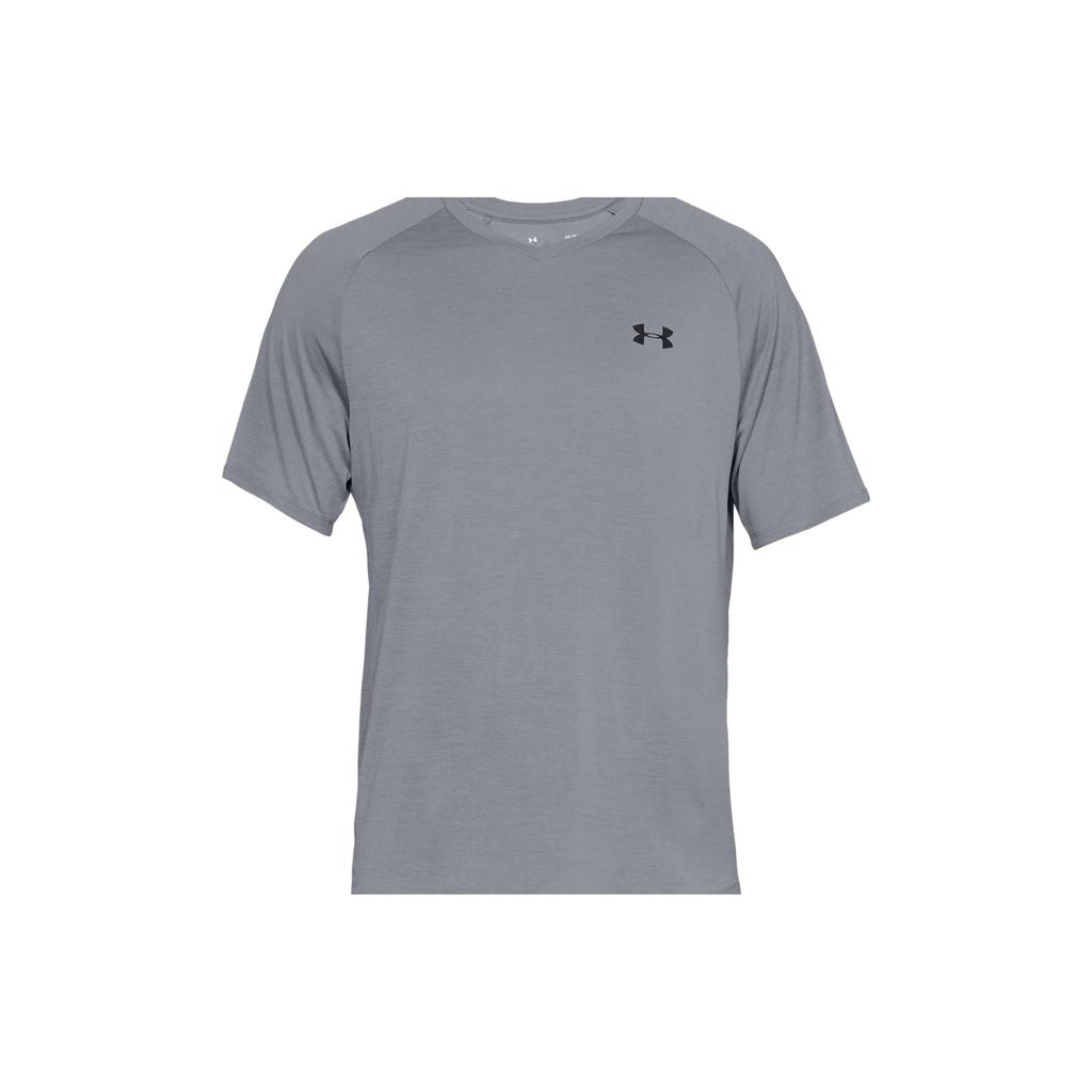 Under Armour Solid Color Brand Logo Crew Neck Short Sleeve T-Shirt Men Tops Gray 1328190-035