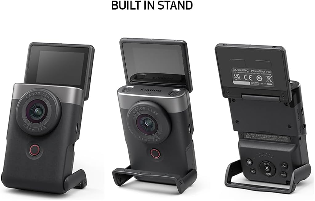Камера Canon PowerShot V10, Компактная камера для влоггеров и создателей контента с фиксированным широкоугольным объективом 19 мм, Видео 4K, Распознавание лиц, Встроенный микрофон, Live