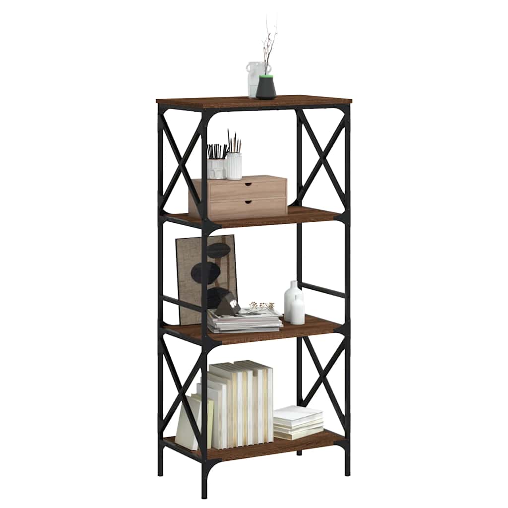 Bookshelf with 4 Shelves Brown Oak Finish 59 x 35 x 132 cm Engineered Wood