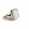 Rainbow Moonstone Cushion Ring, 925 Solid Sterling Silver, Minimalist Statement Ring for Women