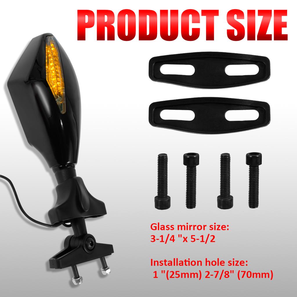 2Pcs Motorcycle Rearview Mirror For 1995-2009 YZF 600 Clear Motorbike Side Mirror with LED Amber Light Safe Back Side Mirror