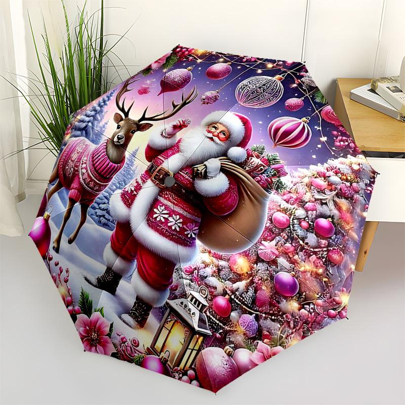 1pc Christmas Candy House Automatic Opening Folding Umbrella, 8 Bone Iron Frame, Outdoor Umbrella, Festive Gift for Fans, Travelers, Daily Use.D023