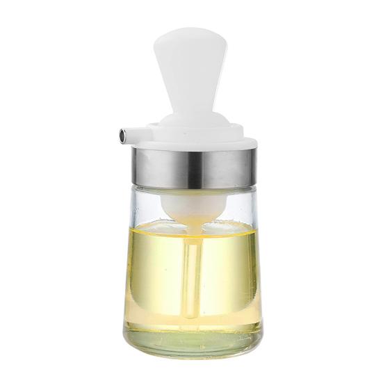 304 Stainless Steel Oil Spout Glass Oil Bottle with Silicone Brush Smooth Dispensing Easy Refilling Precision Oil Dispenser