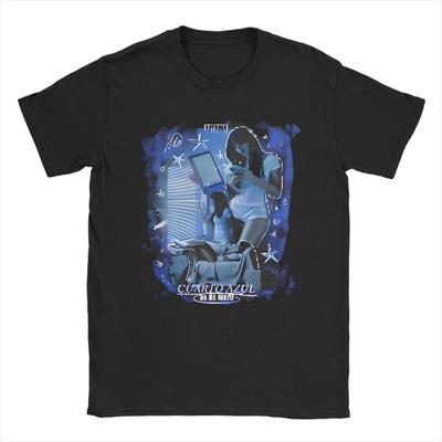 Blue Graphic Art Girl with Laptop T-shirt
