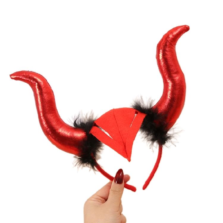 Повязка на голову с рогами дьявола, повязка на голову с бычьим рогом, головной убор с рогом демона на Хэллоуин, обруч для волос с рогом дьявола, диадемы на Хэллоуин